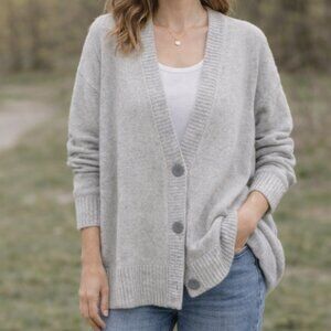 Allbirds 100% Merino Wool The Cardi Boyfriend Cardigan Gray Medium